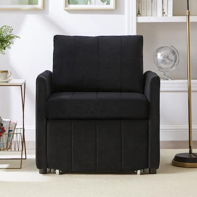 Convertible Sleeper Sofa, Pull Out Sofa Bed with 5-Position Adjustable Backrest, Fold Out Chair Bed with Side Pockets