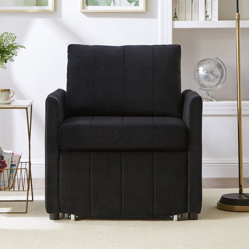 Roomfitters Convertible Sleeper Sofa with Pull-Out Bed 5-Position Adjustable Backrest Side Pockets & Storage Basket