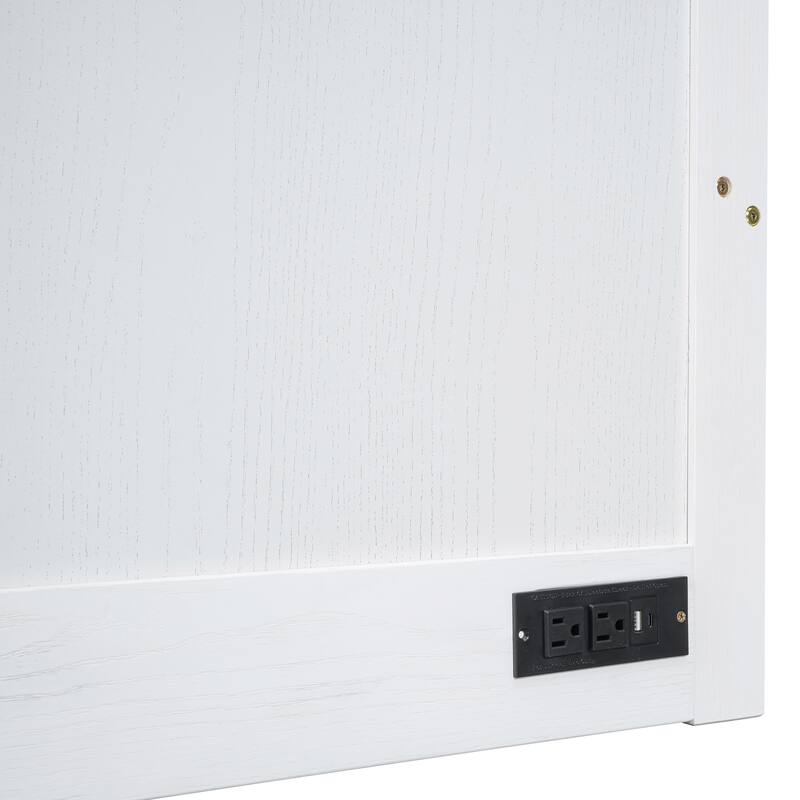 Queen Size 2-in-1 Murphy Bed Cabinet with Space Saving Design with Built in USB/Power Outlets, Large Storage Drawer
