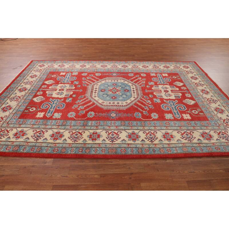 Red Kazak Oriental Area Rug Hand-Knotted Wool Carpet - 6'6" x 9'9"