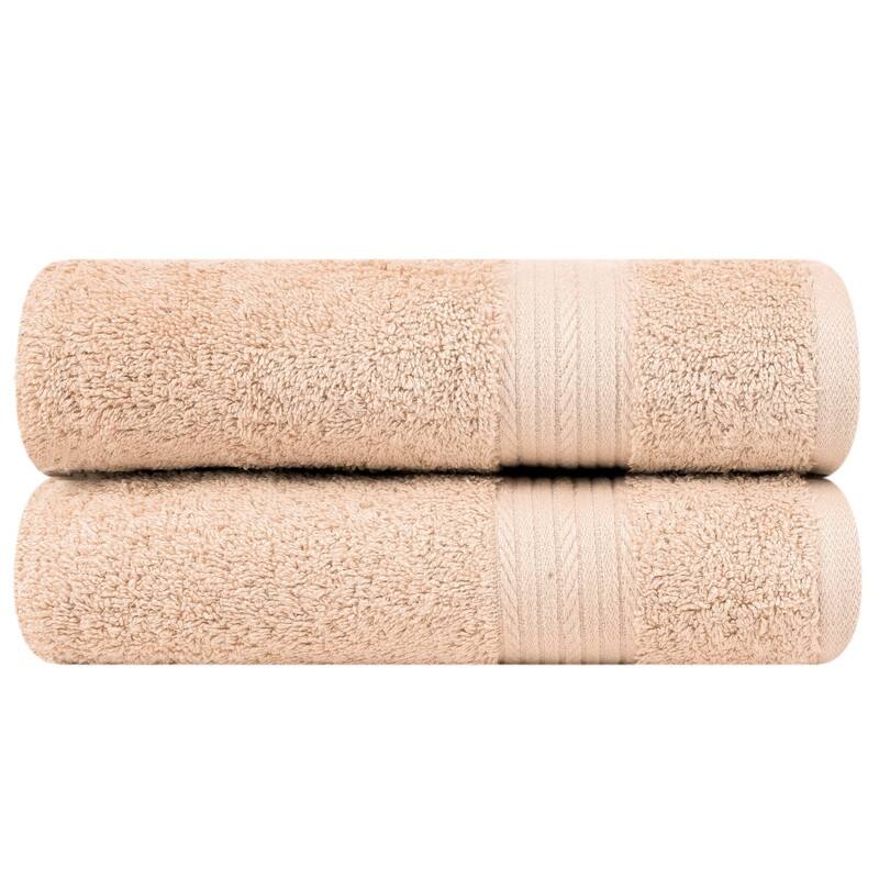 Cotton 600GSM Bathroom Hand Towel 18X28 Inch by Ample Decor - Beige - 2 Pcs