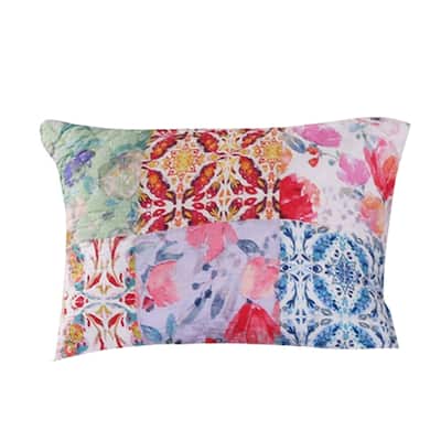 12 Inch Hand Painted King Pillow Sham, Set of 2, Multicolor Floral Print