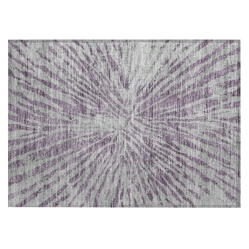 Machine Washable Indoor/ Outdoor Chantille Contemporary Burst Rug