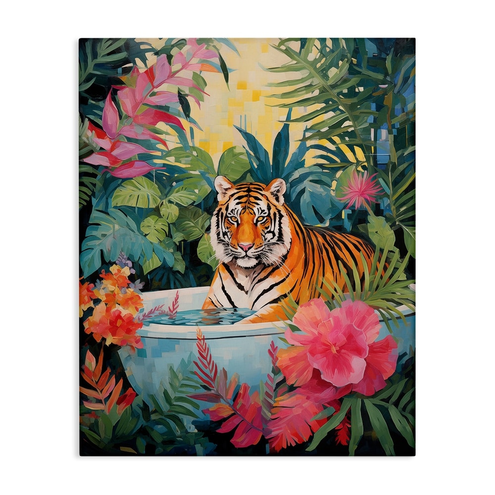 Stupell Tiger in Luxurious Bath Canvas Wall Art Design By Heidi Kuntz