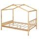 preview thumbnail 9 of 36, Full Size Wood House Bed with Storage Space and Roof