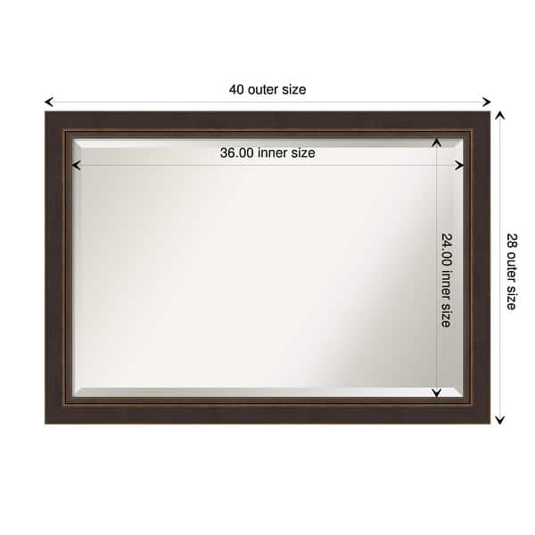 dimension image slide 2 of 6, Beveled Wood Bathroom Wall Mirror - Lara Bronze Frame - Lara Bronze