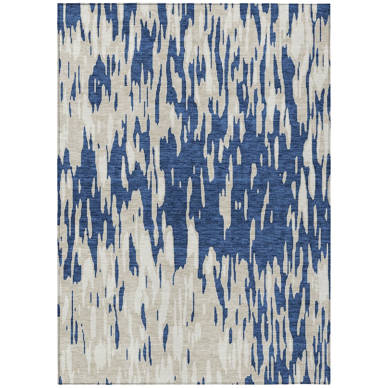 Machine Washable Indoor/ Outdoor Abstract Chantille Rug