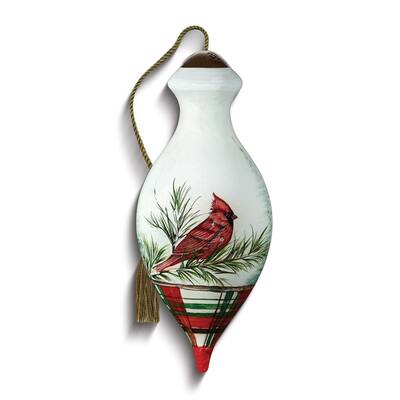 Curata Woodland Lodge Cardinal By Danielle Murray Hand-Painted Glass Ornament