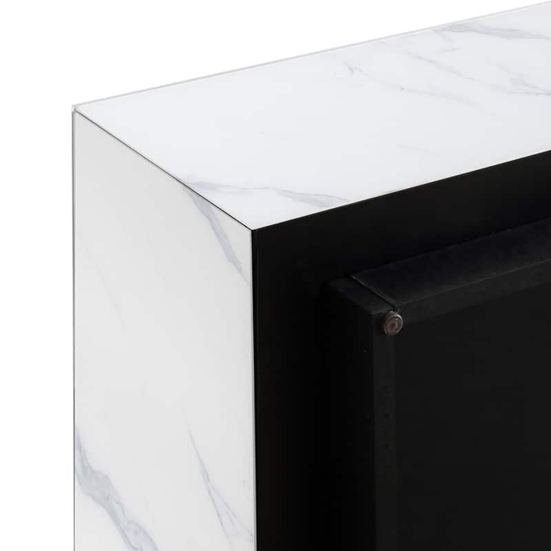 Faux Marble Solid Block Rectangular Coffee Table