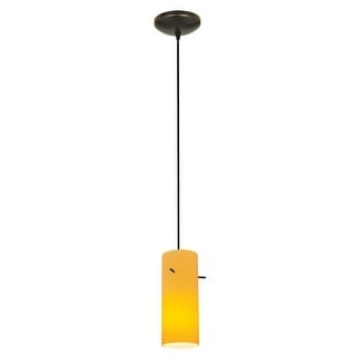 Access Lighting Cylinder Bronze Cord Pendant with Amber Shade