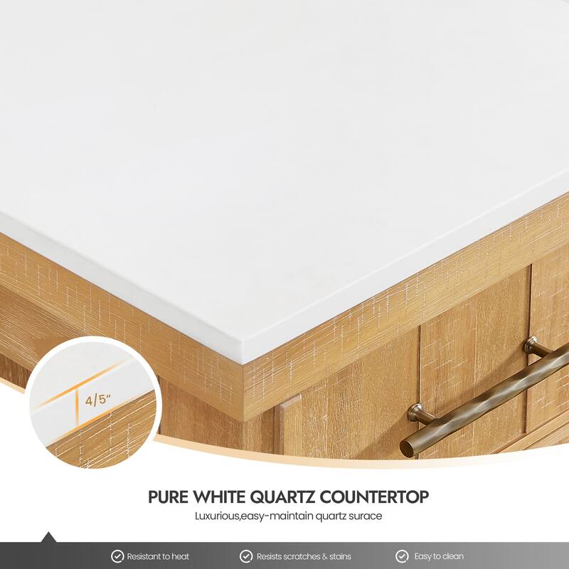 Paris Bath Vanity, Quartz Stone Top without Mirror