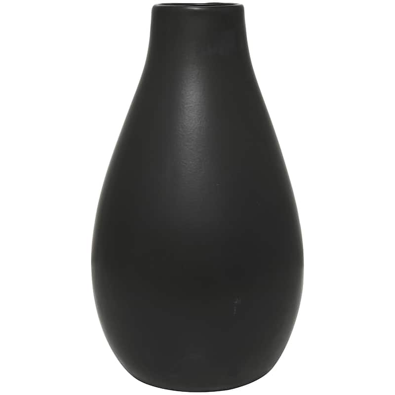 Black Ceramic Matte Decorative Vase - 12"W, 20"H