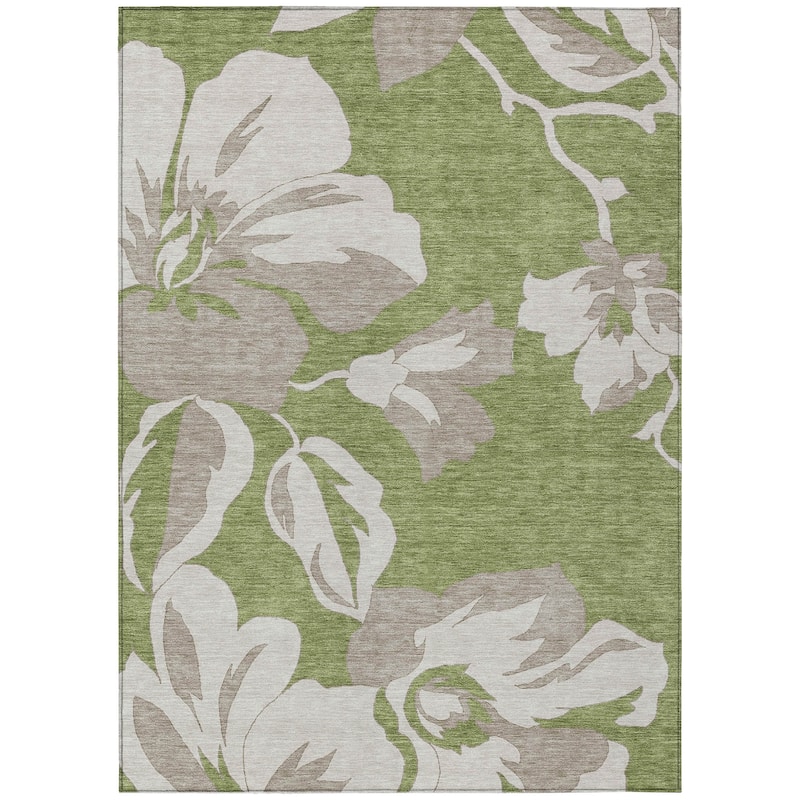 Machine Washable Indoor/ Outdoor Chantille Floral Contemporary Rug