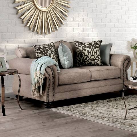 Furniture of America Audy Traditional Taupe Chenille Loveseat