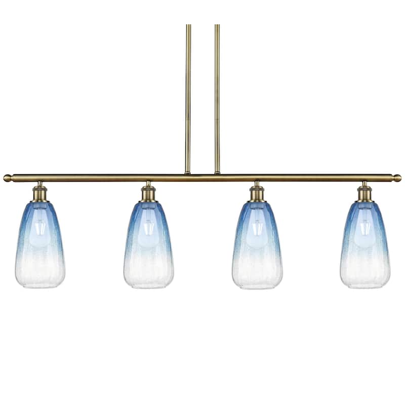 Innovations Lighting 516-4I-14-48 Brookhaven Almond Linear Brookhaven - Antique Brass / Sapphire Blue