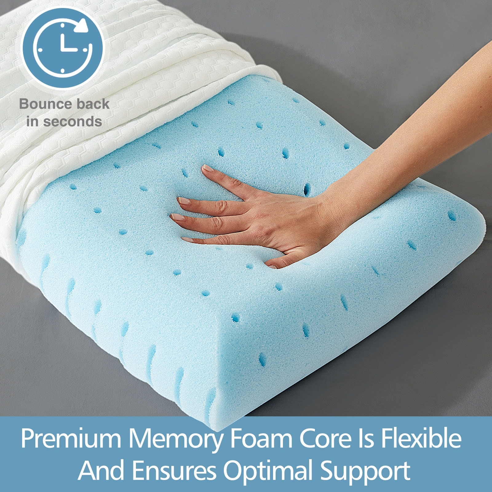 Memory Foam Pillow for Sleeping Cooling Pillows Hotel Quality Pillow Cooling Gel for Side Back Stomach Sleepers White