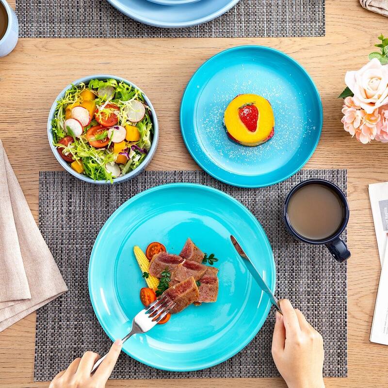 LOVECASA 16-Piece Round Dinnerware Set Stackable, Service for 4