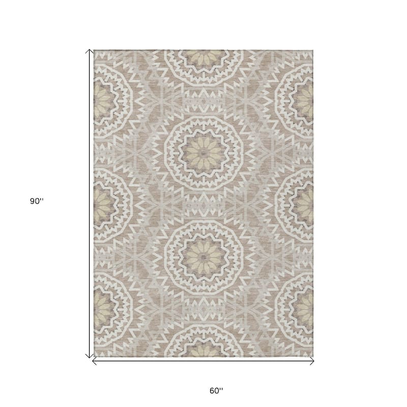 HomeRoots Floral Medallion Transitional Rectangle Outdoor Rug