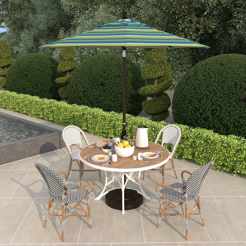 California Umbrella 7.5' Sun Master Patio Umbrella Bronze Aluminum Pole Fiberglass Ribs Crank Lift Tilt Sunbrella Cilantro