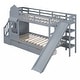 preview thumbnail 19 of 50, Twin-Over-Twin Castle Style Bunk Bed with 2 Drawers 3 Shelves and Slide