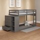 preview thumbnail 6 of 7, Twin over Twin Solid Wood Bunk Bed with Cabinet & Fence