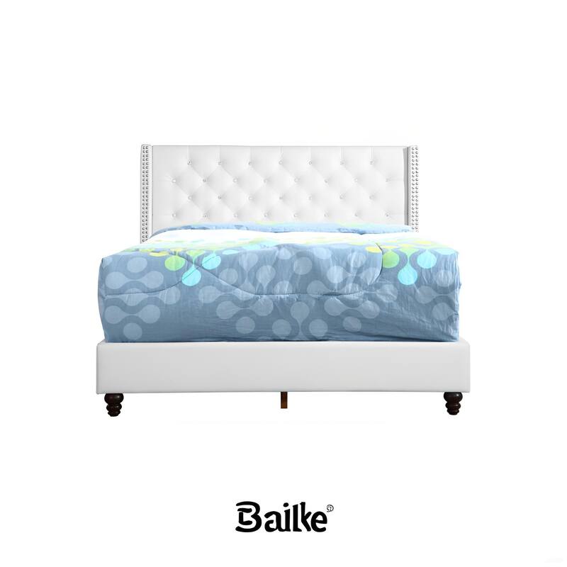 Transitional Full Bed in Bright White with Soft Upholstery