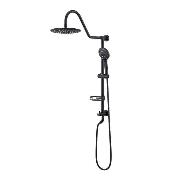 1-Spray 7.85 in. Single Wall Mount Fixed Rain Shower Head in Black 1-Spray 7.85 in. Single Wall Mount Fixed Rain Shower Head in Black