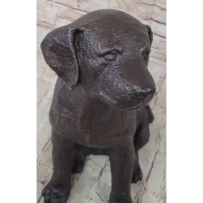 Bronze Metal Labrador Puppy Imitative Dog Sculpture Statue Figure Signed Art Collectible