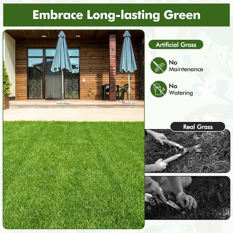 Gymax 12'' x 12'' Fake Grass Turf Outdoor Indoor Flooring Deck