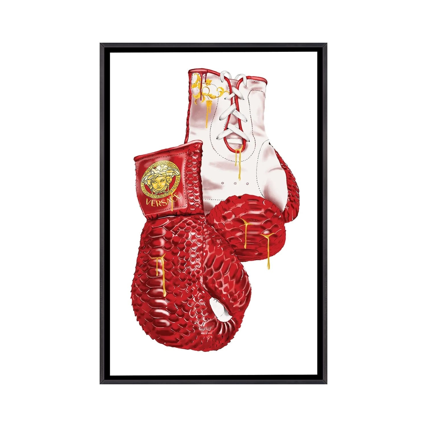 iCanvas Versace Eros Flame Boxing Gloves by Elias Mikael Framed