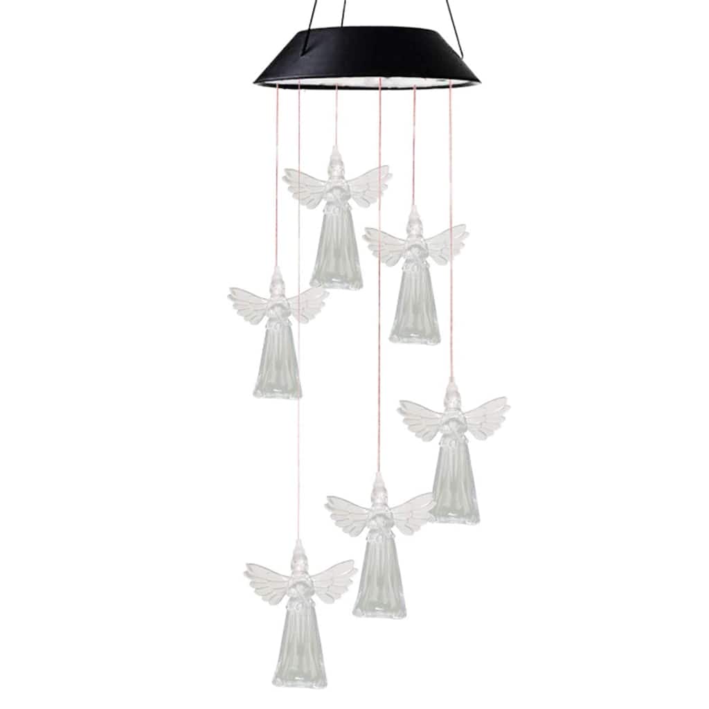LED Solar Color Changing Angel Wind Chimes for Home Garden Decoration