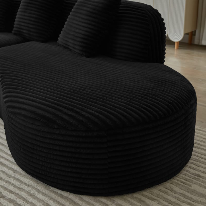 Corduroy Upholstered Curved Sectional Sofa Compressed Modular Couch