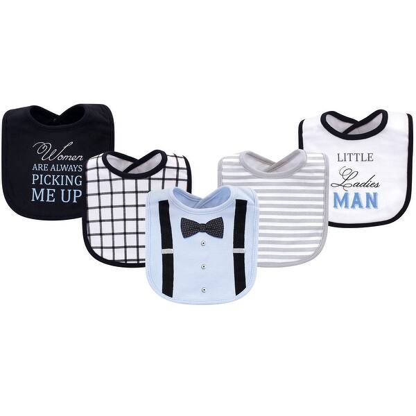 slide 1 of 1, Little Treasure Baby Boy Cotton Bibs 5pk, Ladies Man, One Size - Ladies Man - One Size