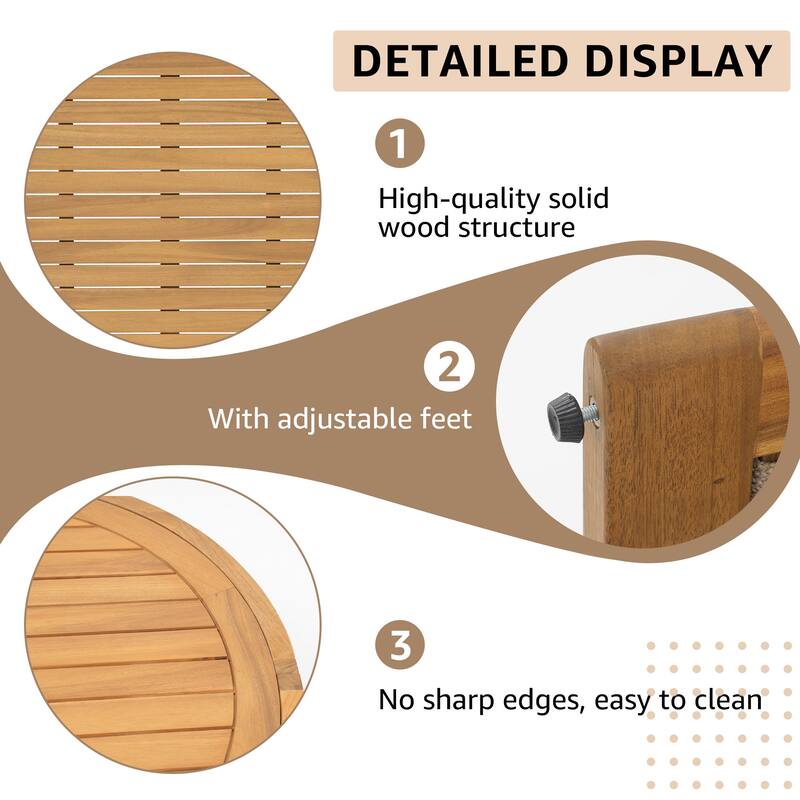 Outdoor Wooden Conversation Set with Round Coffee Table