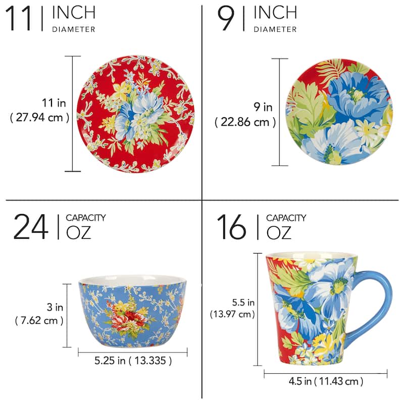 Certified International Blossom 16-piece Dinnerware Set, Service for 4