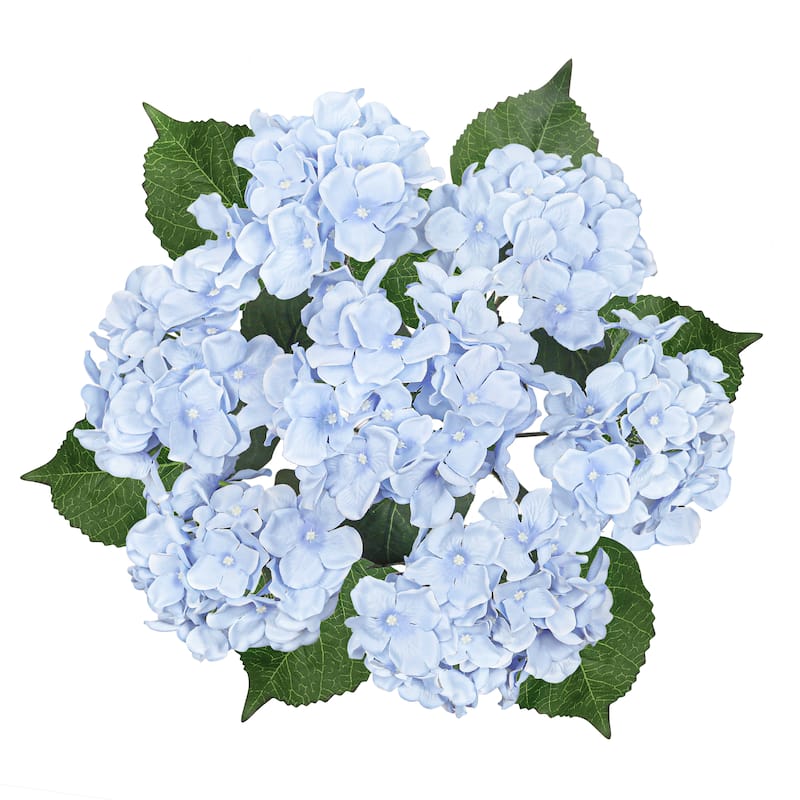 Set of 2 Deluxe Baby Blue Artificial Hydrangea Flower Stem Bush Bouquet 20in - 20" L x 12" W x 12" DP