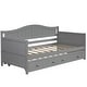 preview thumbnail 8 of 10, Classic Twin Daybed Frame Arched Backrest Sofa Bed with Trundle Wood Slat Support No Box Spring Needed for Bedroom - Grey