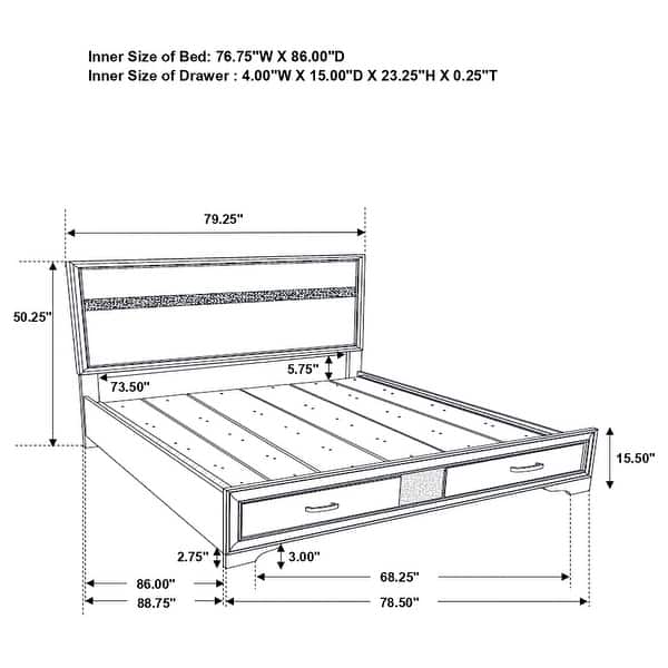dimension image slide 2 of 29, Miranda 4-piece Platform Storage Bedroom Set White