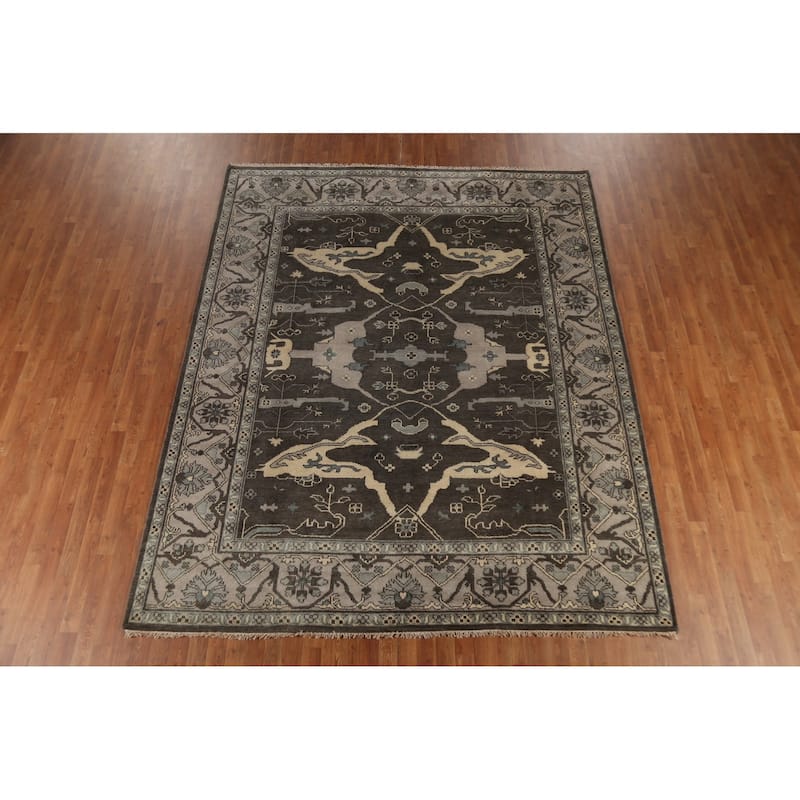Transitional Oushak Area Rug Hand-Knotted Wool Carpet - 8'2" x 9'10"
