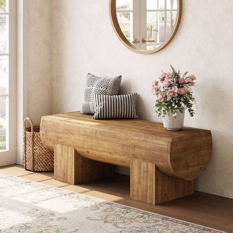 Farmhouse Solid Wood Dining Bench, Entryway Shoe Bench, Kitchen Bench for Dining/Living Room, Hallway