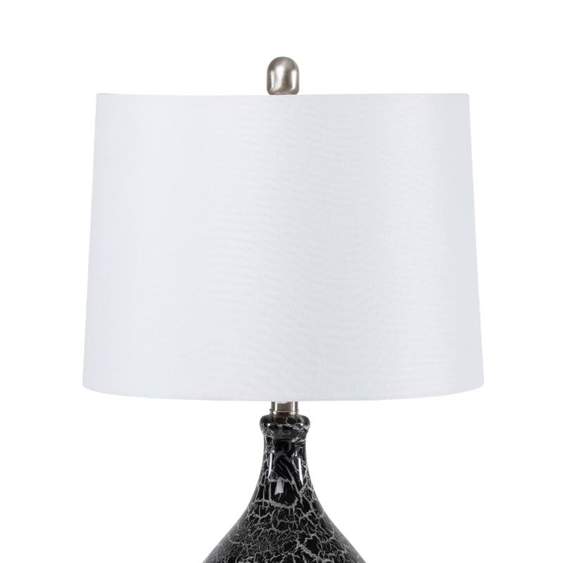 Lux Lighting Stunning Glass Grey/Silver Timeless Table Lamp with Linen Shade (Set of 2) 3-Way Switch