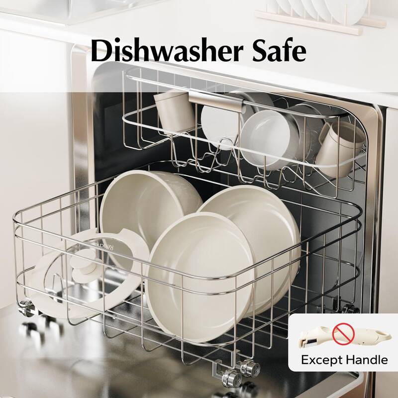 Pots and Pans, Nonstick Kitchen Cookware Sets, Non Toxic Pots & Pans Non Stick, PFAS PFOA & PTFE Free, Detachable Handle 5 Piece