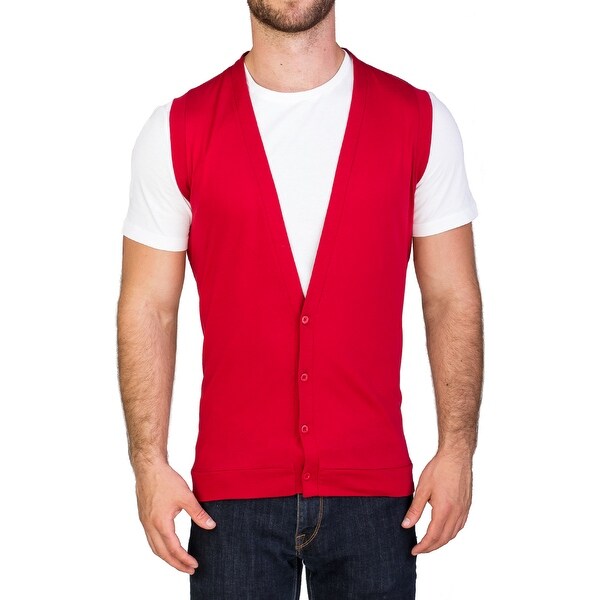 red cardigan vest