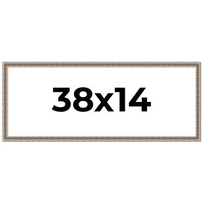 38x14 Frame Silver Versailles Ornate Solid Wood Picture Frame | 1 Inch