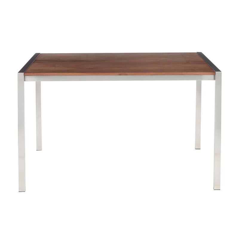 Fuji Contemporary Stainless Steel Dining Table - N/A - Walnut Wood