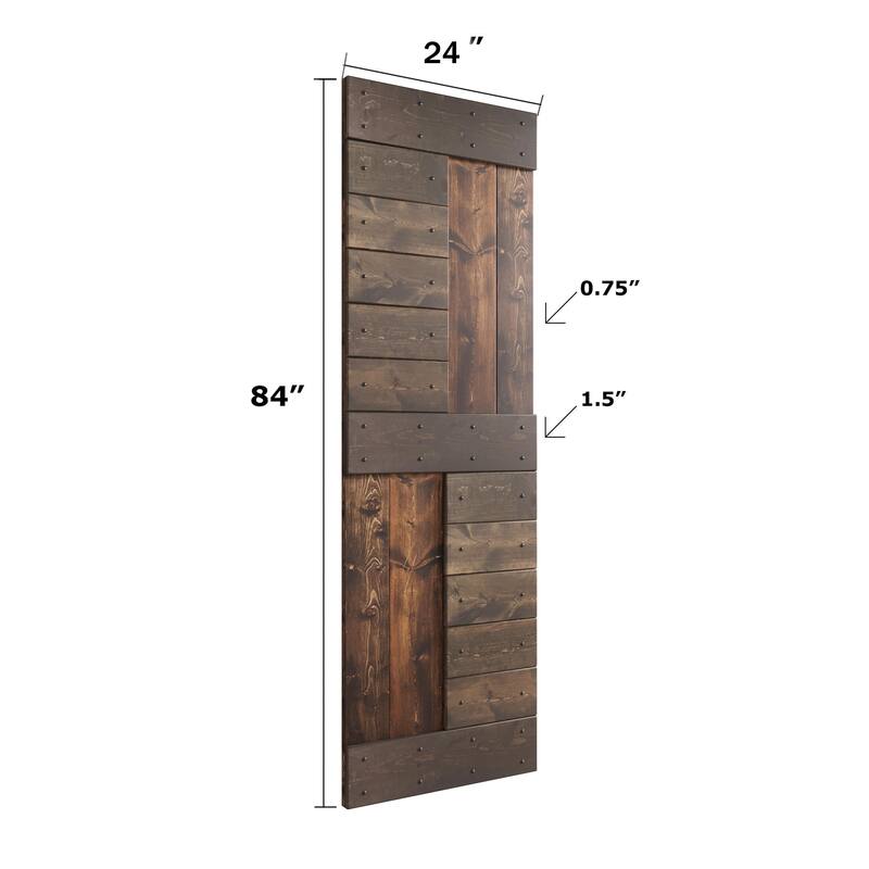 Coast Sequoia 24in./30in./36in./42in. x 84in. S Series Multi-Color Pine Wood Sliding Barn Door With Hardware Kit