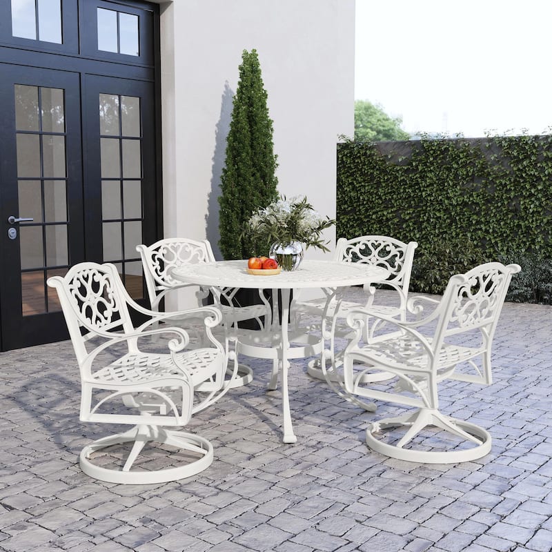 Sanibel White 5 Piece Outdoor Dining Set - N/A