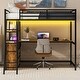 preview thumbnail 3 of 10, Twin Loft Kids Bed Frame with Desk, LED Light, USB, Shelves & Drawers, Black