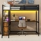 preview thumbnail 10 of 13, Twin Size Metal&Wood Loft Bed with Desk and Shelves, Two Built-in Drawers, LED Light and USB Charging Station