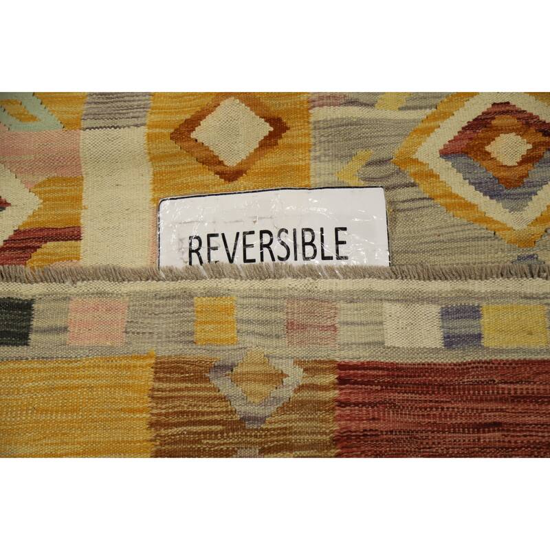 Hand Woven Oriental 100% Wool Carpet Southwestern Tribal Multi-Colored Kilim Area Rug - 5' 11'' X 4' 1''